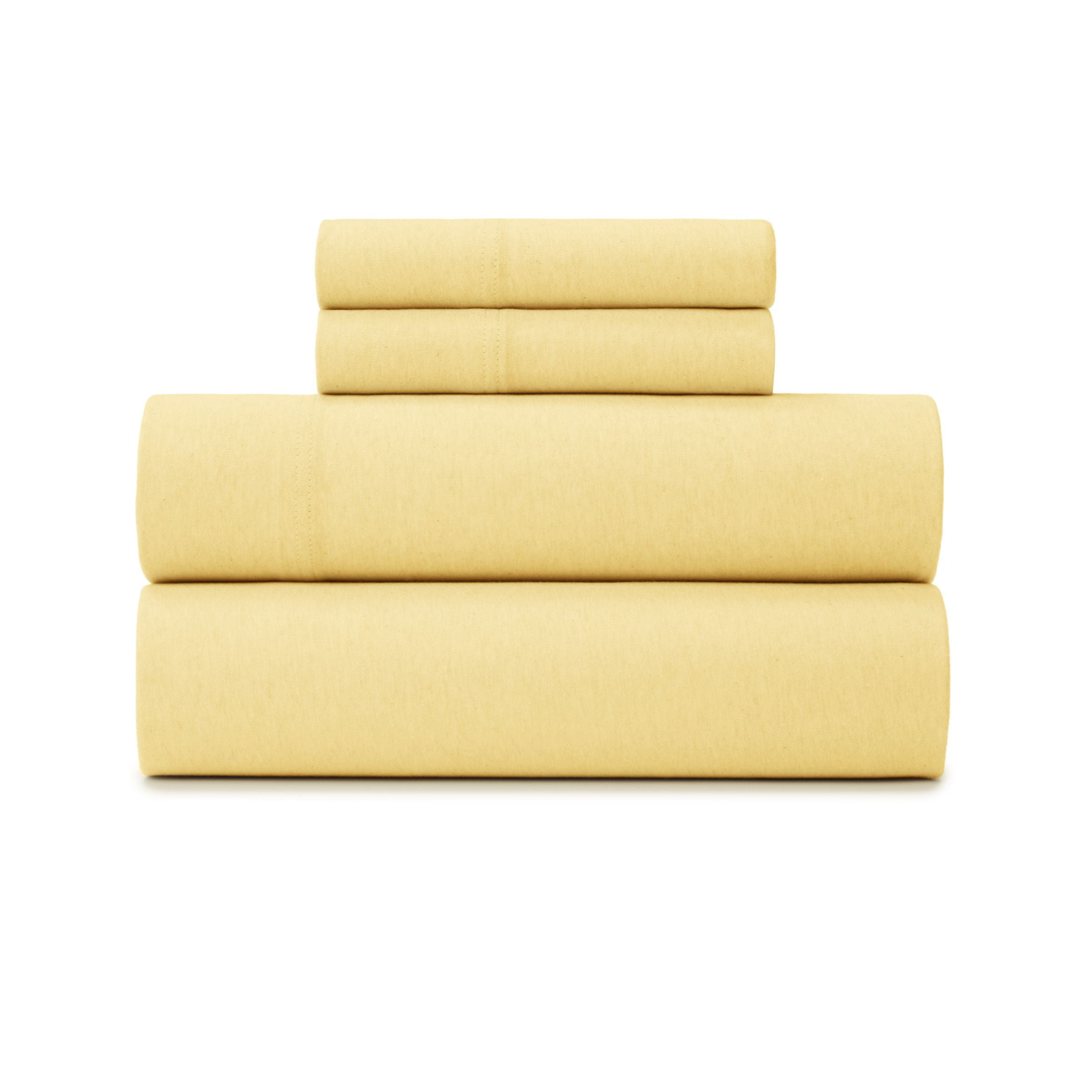 Gap Home T-Shirt Soft Melange Organic Cotton Blend Jersey Sheet Set, Full, Yellow, 4-Piece