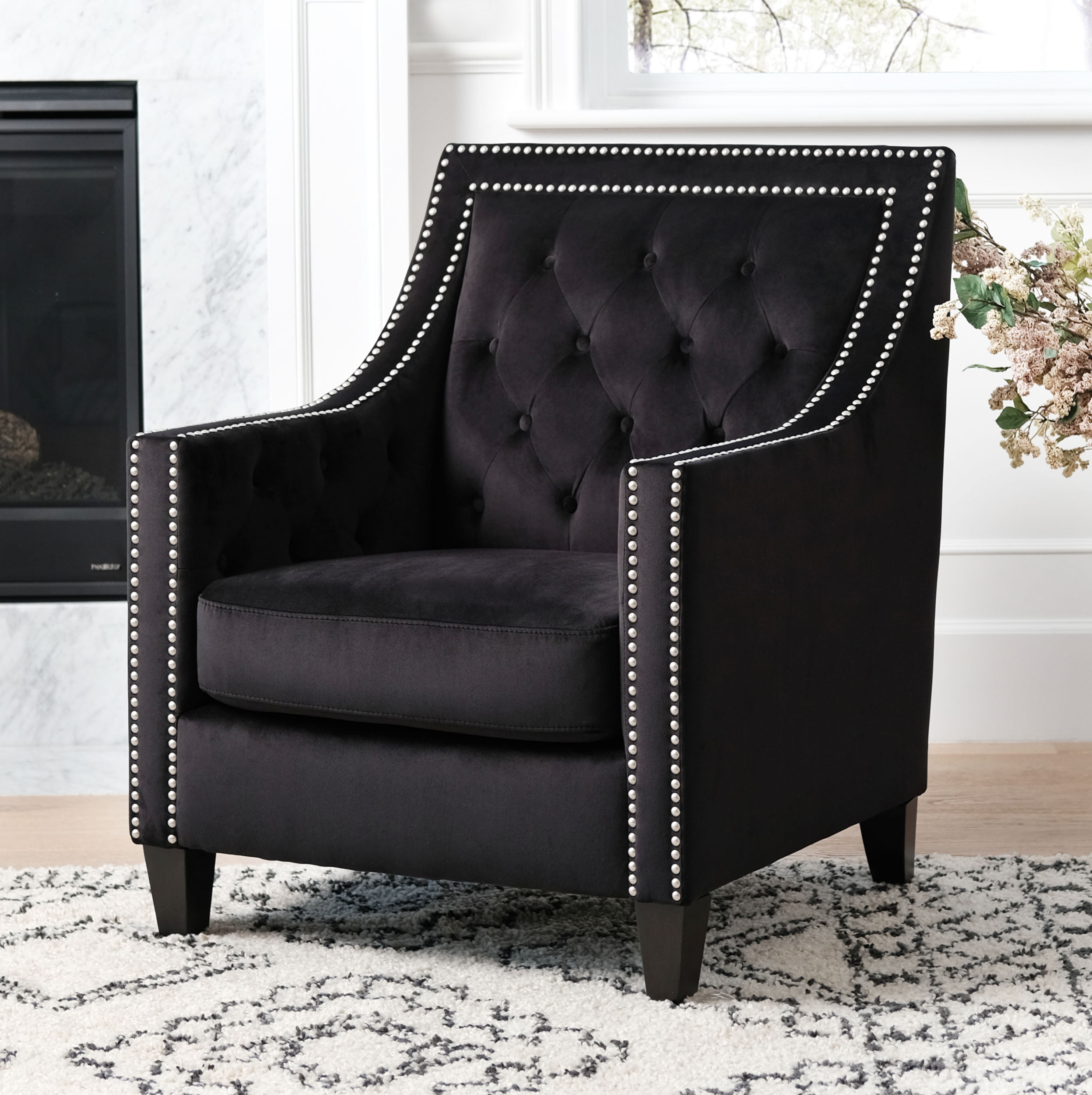 Black Tufted Accent Chair