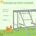PawHut Wooden Chicken Activity Play w/ Swing Set, Chicken Coop Toy Gray