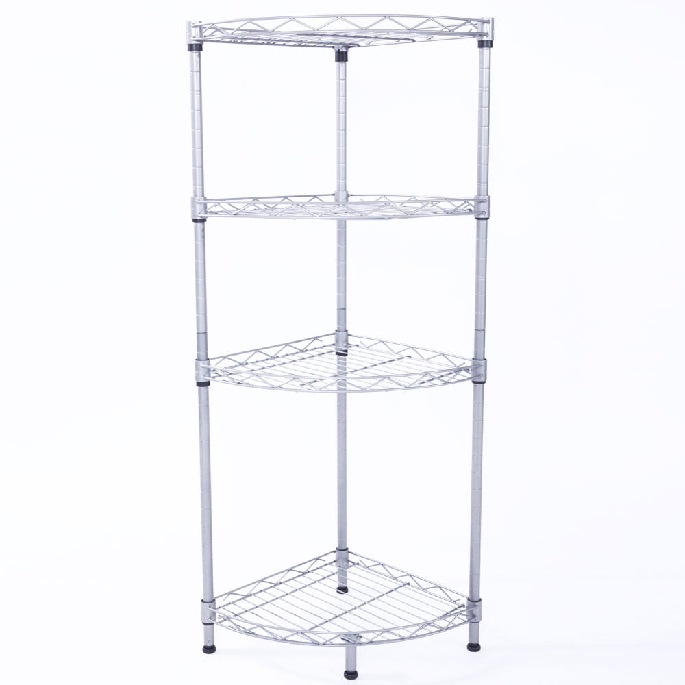 Zimtown 4Tier Metal Wire Shelving, Adjustable Bath Storage Rack Capacity for 130 lbs, Silver