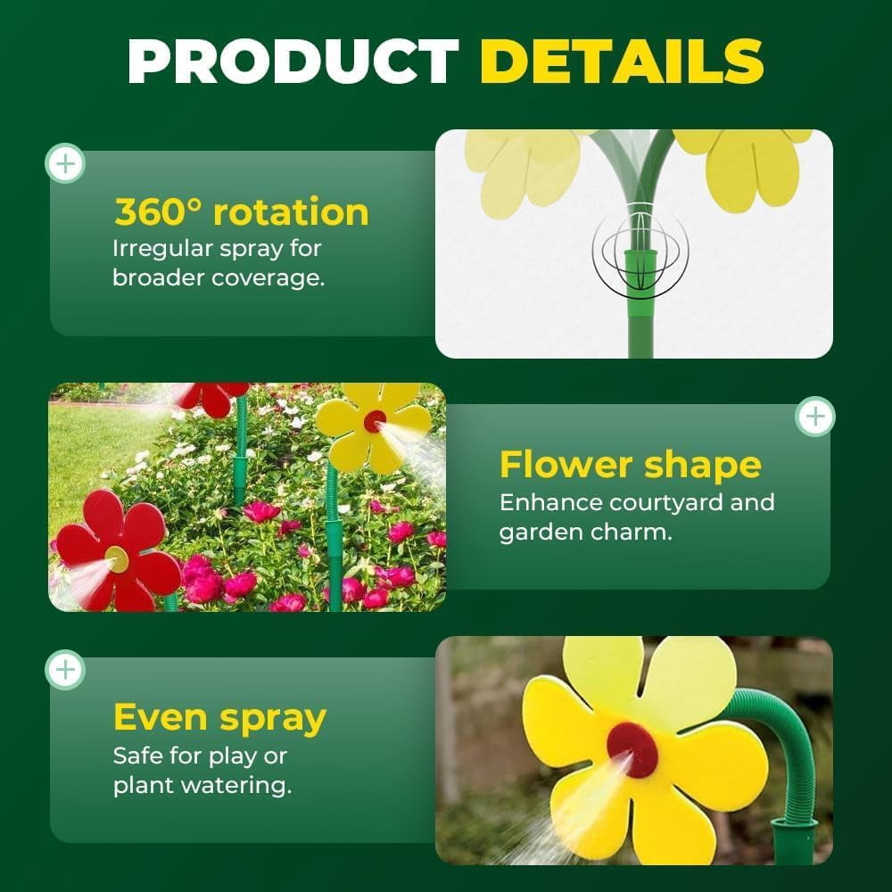 360° Rotating Daisy Lawn Sprinkler, Flower spray toy designed specifically for dogs, Crazy Dancing Flower Water Sprinklers for Yard Watering Kids & Pets Playing