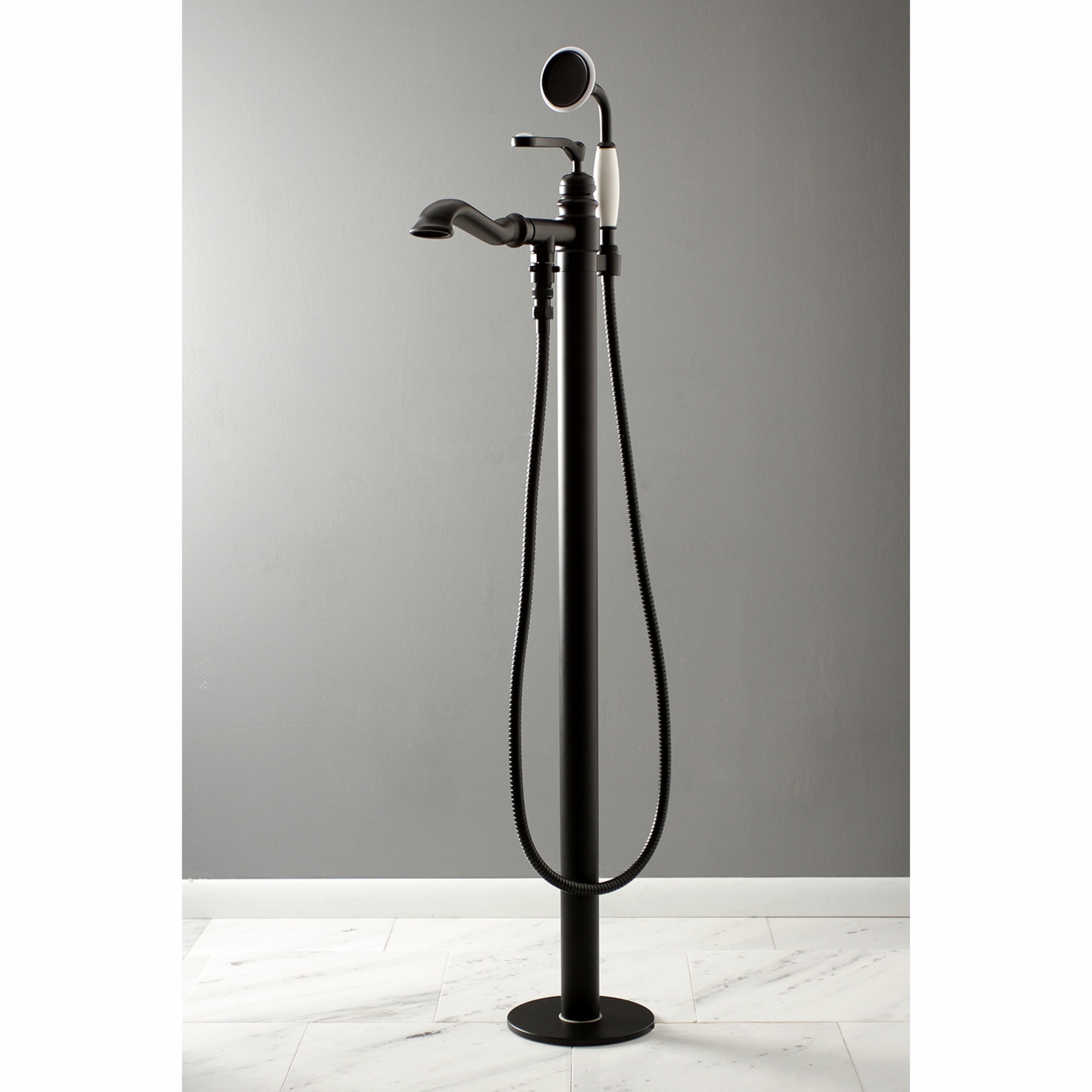 Kingston Brass KS7010RL Royale Freestanding Tub Faucet with Hand Shower, Matte Black