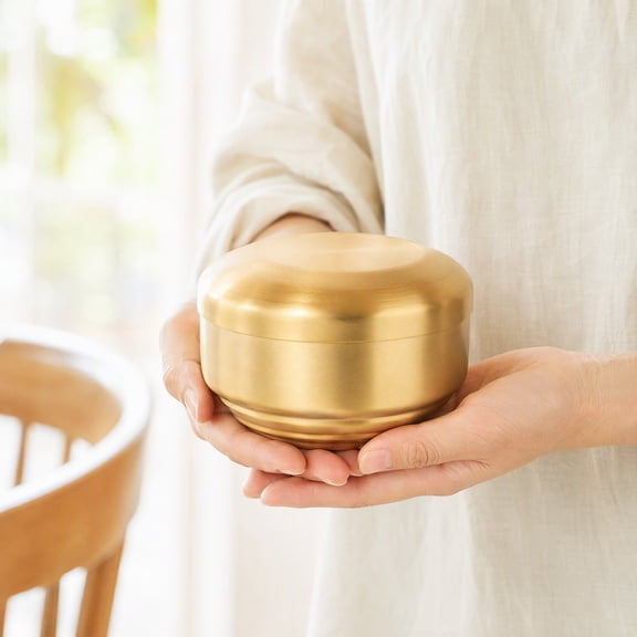 ETEREAUTY Golden Stainless Steel Rice and Salad Bowl - Kitchen Essential for Home Cooking and Serving