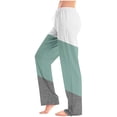 thumbnail image 4 of Women Pajama Pants Long Comfy Casual Drawstring Stretch Wide Leg Lounge Pants Fashion Color Block Pajs with Pockets, 4 of 7