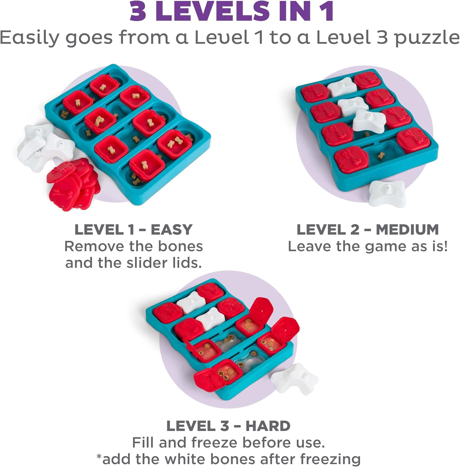 by Nina Ottosson Dog Brick – Interactive Treat Puzzle Enrichment Toy, Level2 Intermediate