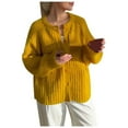 thumbnail image 3 of Gyexs Cardigan Sweater for Women Long Sleeve Button Y2K Knit Sweater Fall Casual Open Front Outwear (Yellow, Size S), 3 of 7
