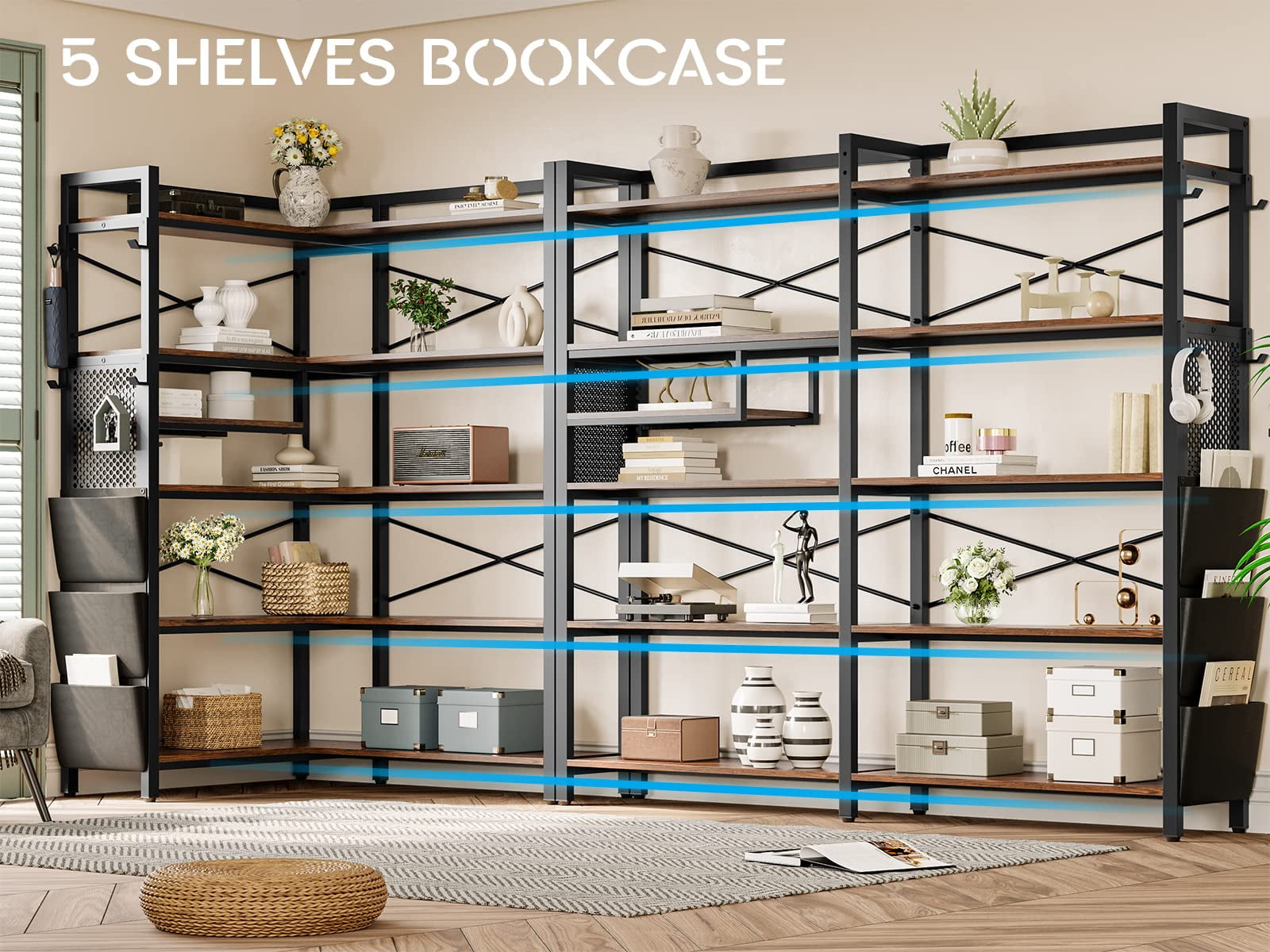 Itaar 5-Tier Book Shelf, Reversible 70.8