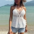 thumbnail image 5 of Dyfzdhu Tank Tops For Women Hollow Out Open Back Halter Tie Camisole Tops Vest T Shirts White S, 5 of 5