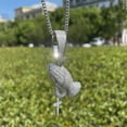 thumbnail image 4 of Dubss Iced Out Pray Hands Cross Necklace for Men Real Gold Plated Cubic Zirconia Hip Hop Jewelry, 4 of 5
