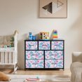 thumbnail image 6 of Sybels Dresser with 7 Drawers, Retro Floral Pattern Fabric Bins with Wooden Top for Bedroom, Closet, Entryway Hall, Black, 6 of 7