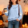 thumbnail image 4 of Atogsazn Children's Girls Halloween Sweatshirt Kids Casual Oversized Ghost Print Long Sleeve Sweaters Fall Winter Tops Blue 14-15 Years Fashion, 4 of 8