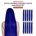 thumbnail image 2 of Seamless Hold 10 PCS Colorful Straight Synthetic Fiber Hair Extension Clip In Hairpieces 20” Inch - Party Highlights Rainbow Hair Accessories for Women Girls - (Dark Blue) 10 Pack, 2 of 6