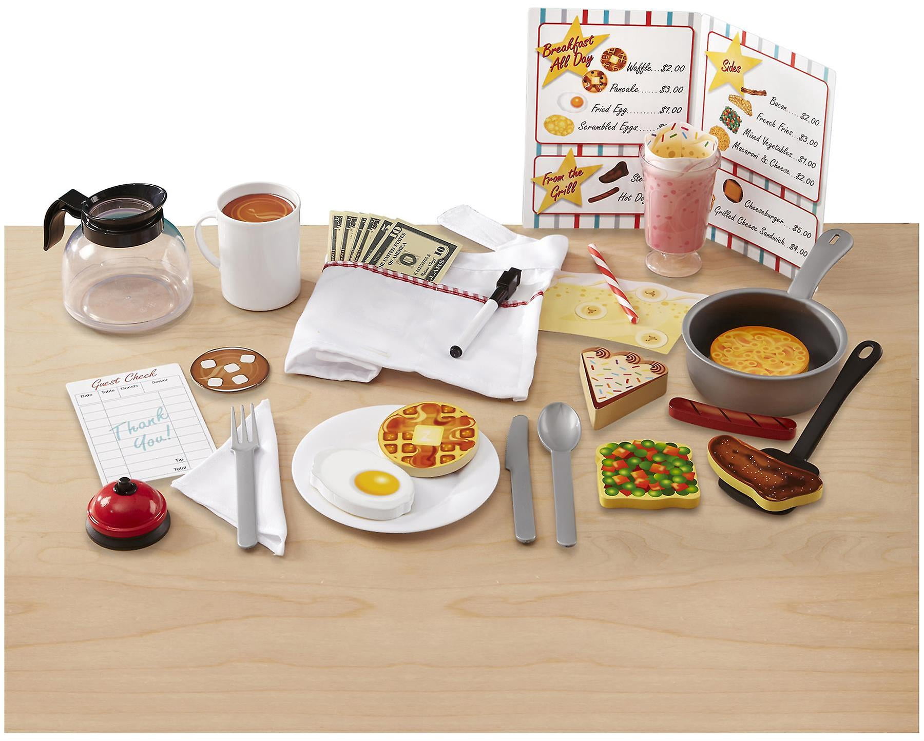 Melissa & Doug Double-Sided Wooden Star Diner Play Space – Immersive Role-Playing Fun