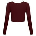 thumbnail image 4 of DuoJiaJ Women's V Neck Long Sleeve Slim Fitted Crop Tops Soft Layering Basic Shirt Red XL, 4 of 4