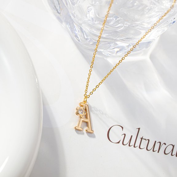YYKihy Plated Cubic Zirconia Initial Necklace | Letter Dainty Necklaces For Women