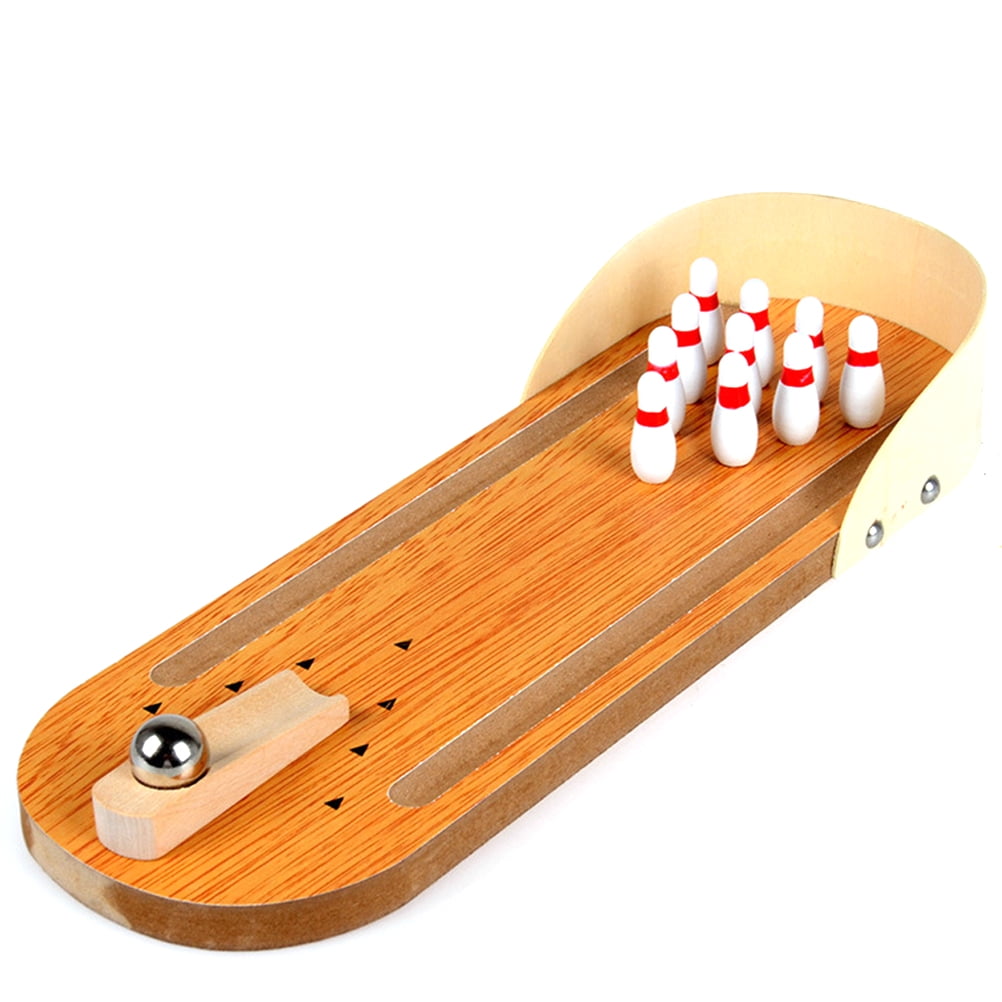 Mini Bowling Wooden Mini Bowling Game Tabletop Bowling Gam Ten Pin Bowling Game Set Mini Desktop Table Bowling Game Family Party Playing Decompression Entertainment Games Toy for Kid and Adult