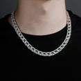 thumbnail image 3 of 14K Gold Over 925 Silver 10mm Hip-Hop Necklace, Densely Set Moissanite Cuban Neck Chain, A Trendy Gift for Music Lovers or Those Embracing Bold Styles,Father's Day Gifts for Dad, 3 of 6