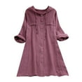 thumbnail image 1 of Womens Casual Button Plus Size Cotton Tops Tee Shirt Hooded Pocket Loose Blouse, 1 of 9