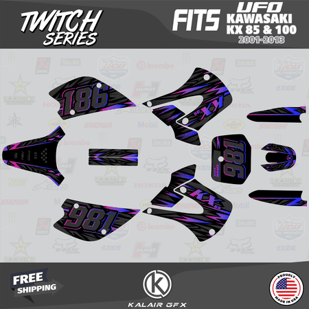 Kalair GFX Graphics Kit for Kawasaki KX85 UFO RESTYLE (2001-2013) Twitch Series