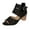 Black, variant on Womens Open Toe Chunky Heeled Sandals Ankle Strap Buckle Zipper Summer Fashion Pumps Sandals Faux Suede Cutout Office Party Dress Booties