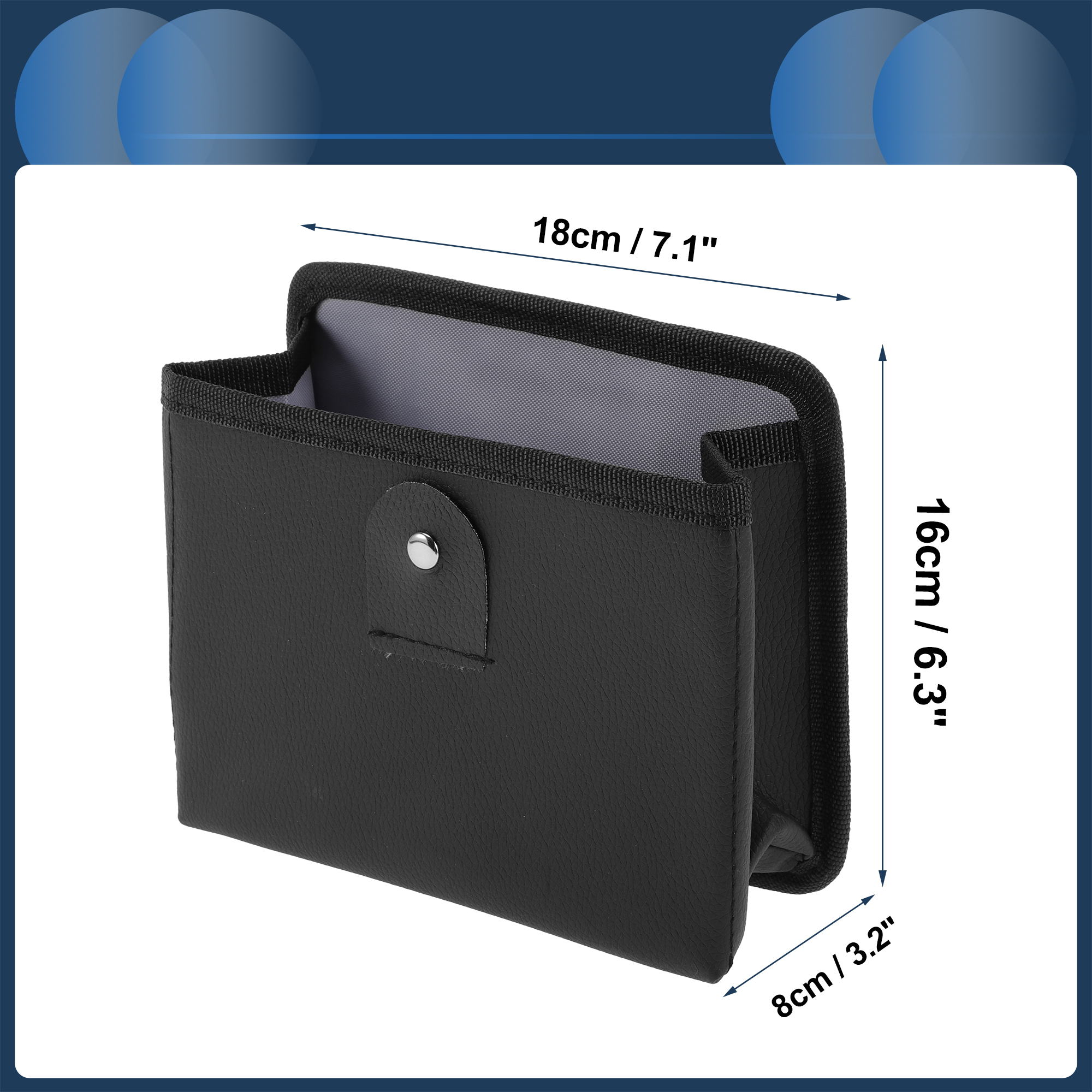 Unique Bargains Car Trash Can Door 7.1x3.2x6.3in Auto Bin Faux Leather Black