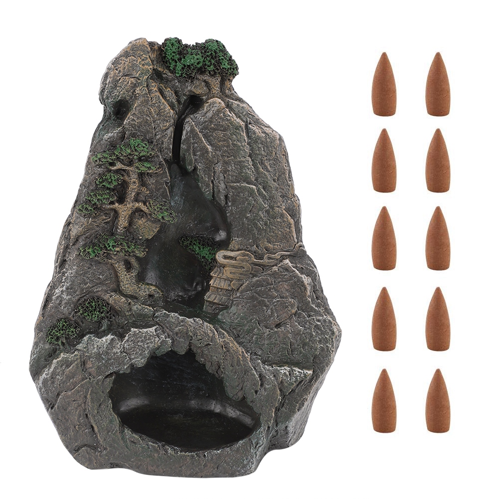 LYUMO Backflow Incense Burner, Waterfall Mountain Tower Backflow Resin