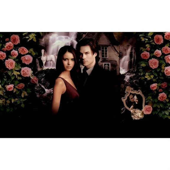 Adult DIY 5D Diamond Painting Kit, Vampire Diaries Series Art Round Diamond, Full Diamond Diamond Embroidery Kit, Mosaic Cross Stitch Craft Home Wall Decoration