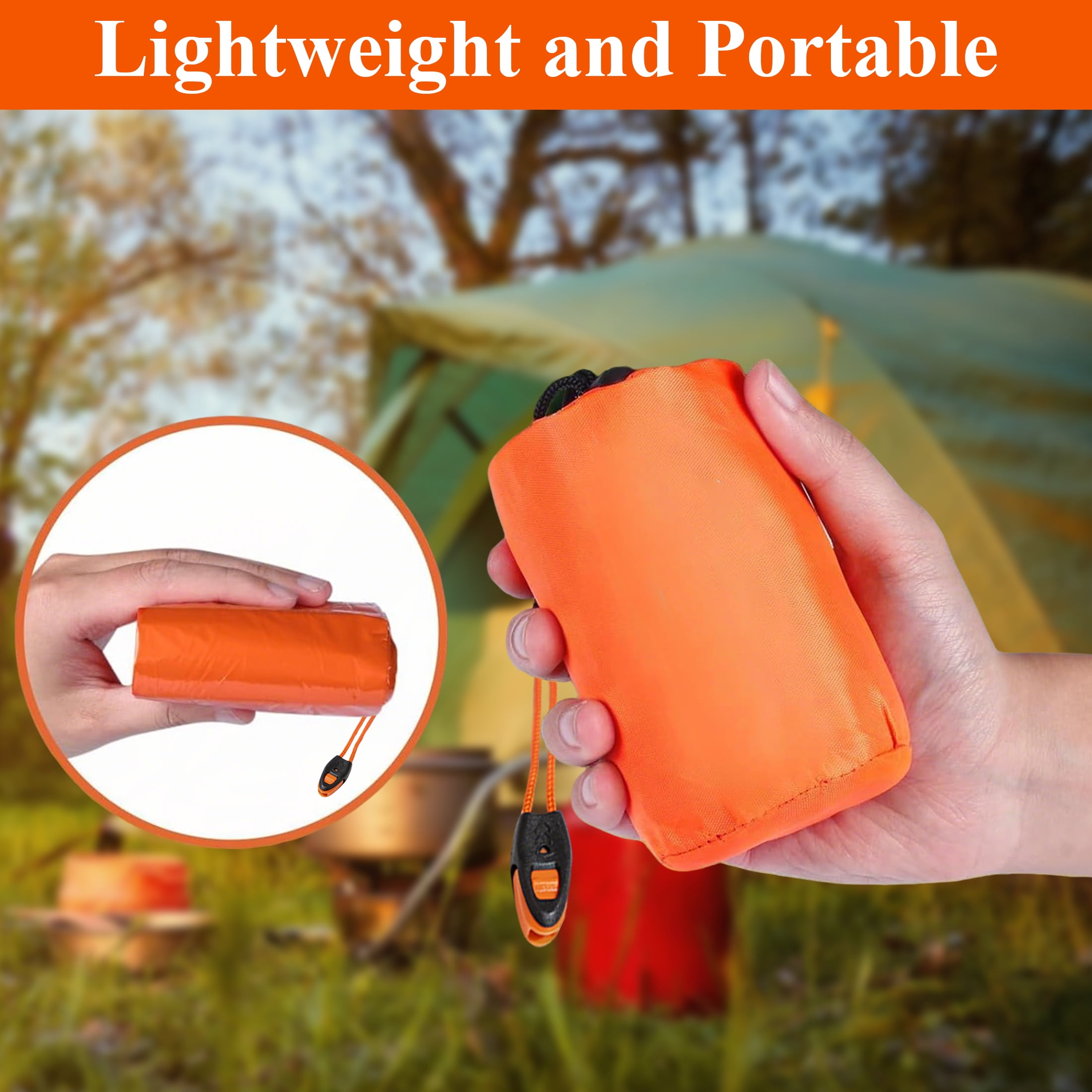 LANNEY Emergency Sleeping Bag 4 Pack, Portable Emergency Blanket Survival Gear and Supplies Bivy Sack with Whistles Waterproof Lightweight Thermal Mylar Sleeping Bag for Outdoor Camping Hiking