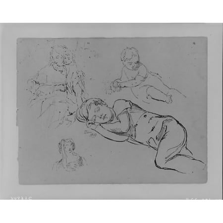 - Portrait of Tom Sleeping Woman Holding Two Children Leaning Baby Womans Head (from Sketchbook) Poster Print by Thomas Sully (American Horncastle Lincolnshire 1783 “1872 Philadelphia Pennsylvania) (18