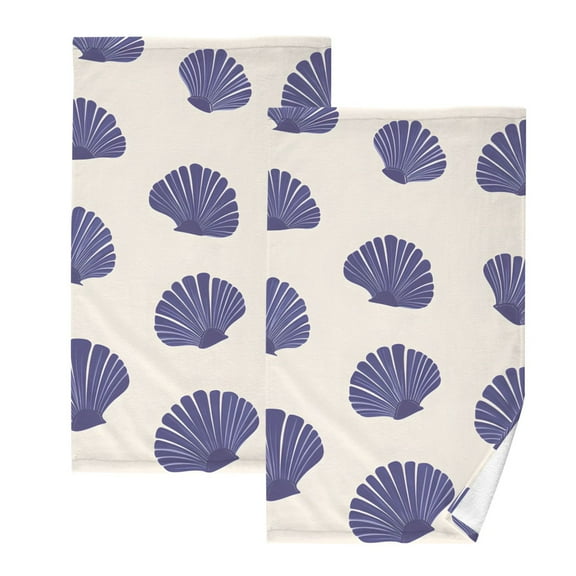 Ryvnso Retro Seashells Cotton Hand Towels Sets Face Towel 2 PCs Bathroom Decorative
