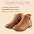 thumbnail image 4 of HOMEHOT Girls Ankle Boots Zipper Low Heels Dressing Shoes Little Kid Size 12 Brown Female, 4 of 6