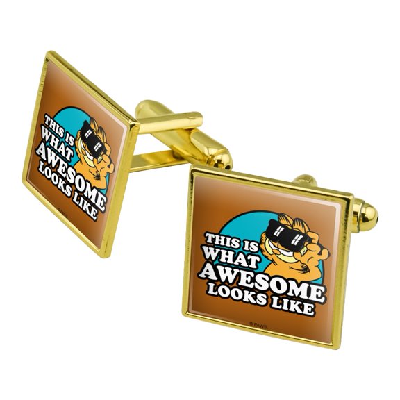 Garfield This is What Awesome Looks Like Square Cufflink Set - Silver or Gold