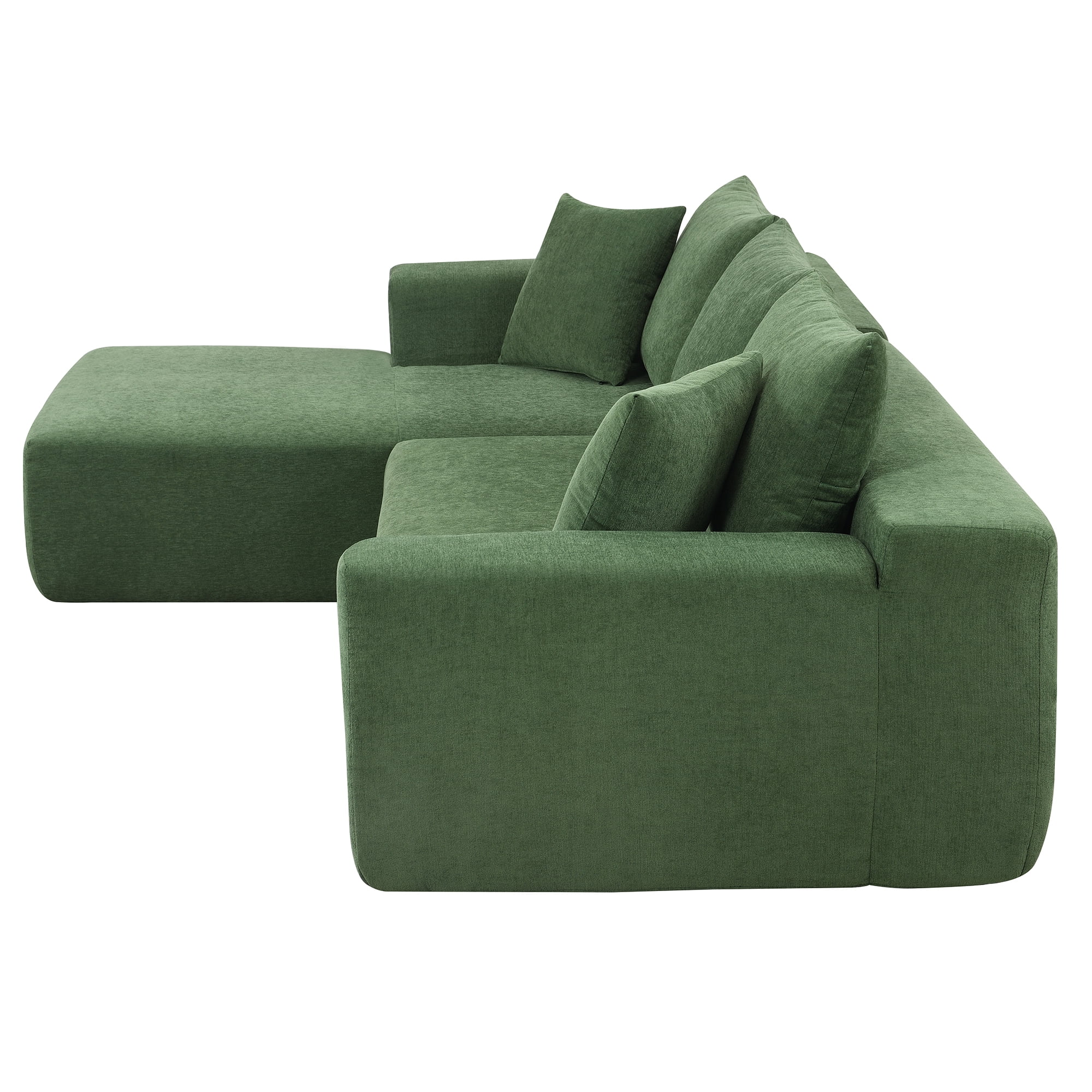 DEALTOPS Modern L-Shape Convertible Sectional Sleeper Sofa Bed Set - Upholstered Modular Sofa Couch for Living Room - Green