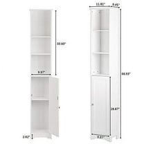 FCH 67" Tall Bathroom Cabinet, Slim Floor Cabinet White Narrow Storage Organizer with Adjustable Shelves, Space Saving Pantry Utility Storage