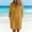 Yellow1, variant on FDGIU Women's Collared Half Button 3/4 Sleeve Shirt Midi Dress, Casual Summer Loose Tunic Mid Dress with Pockets