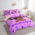thumbnail image 2 of Castle Fairy Black Cute Princess Twin Bedding 7-Piece,Sparkle Bow Print Bedding Comforter Set,Purple,Pink Reversible, 2 of 7