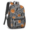 thumbnail image 2 of Basketball and Heart Gray Pattern 17" School Backpacks for Teens,Waterproof Oxford Fabric,S-Shape Padded Straps for School,Travel,Hiking,Camping, 2 of 6