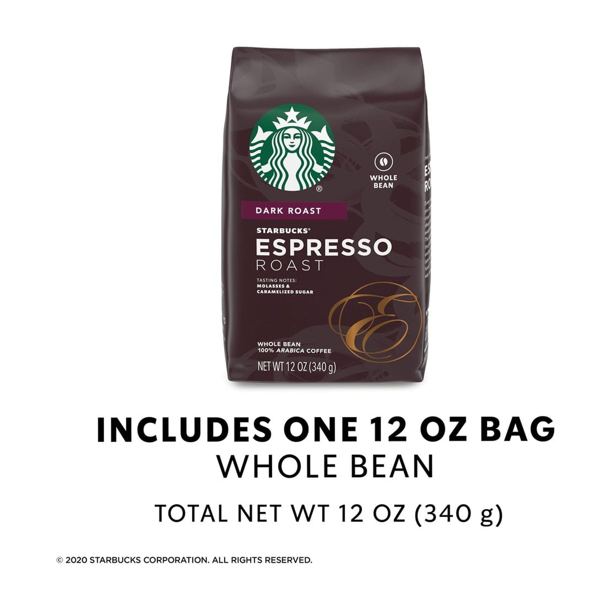 Starbucks Espresso Roast Dark Roast Whole Bean Coffee 12 oz (Pack of 14)
