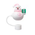 thumbnail image 4 of Christmas Series Silicone Straw Cap Cartoon Straw Cover Pink Santa, Snowman B0X4, 4 of 8