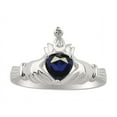 thumbnail image 5 of RYLOS Matching Jewelry Sterling Silver Claddagh Ring & Cross Necklace. Heart Gemstone & Diamonds, 6MM Sapphire September Birthstone; Size 10, 5 of 9