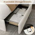 thumbnail image 6 of Senfot Full Size Platform Bed Frame, Lighted Upholstered Bed Frame with 4 Storage Drawers and Headboard, No Box Spring Needed, Wooden Slats Support, Noise-Free, Easy Assembly, White, 6 of 8