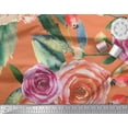 thumbnail image 3 of Soimoi Tissu en Poly Georgette Imprimé Feuilles et Roses au Mètre 42 Pouces de Large, 3 of 3
