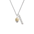 thumbnail image 2 of Delight Jewelry Goldtone Raised Flowers with Clear Crystals on Barrel Spinner Silvertone Be Strong and Courageous Bar Charm Necklace, 23", 2 of 4