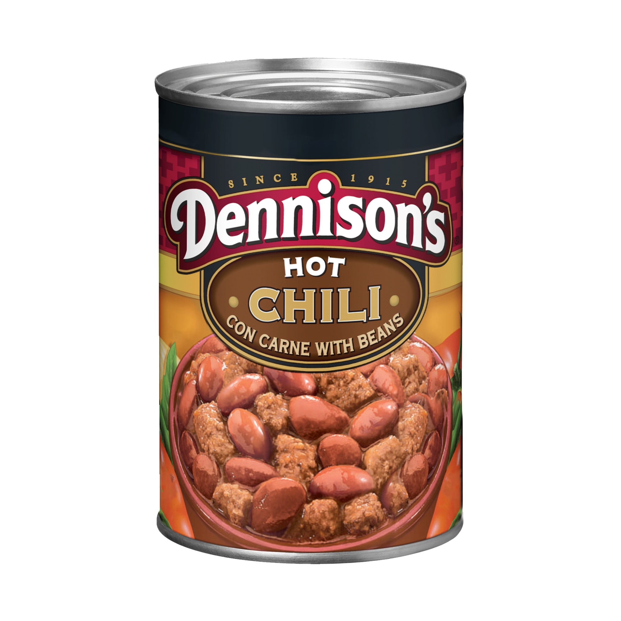 (12 pack) Dennison's Hot Chili Con Carne with Beans, 28g Protein Per Serving, 15 oz. Can