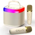 thumbnail image 2 of Refurbished Jauyxian WM-D17W-T FanFun Portable Bluetooth Karaoke Machine With Wireless Mics, Beige, 2 of 4