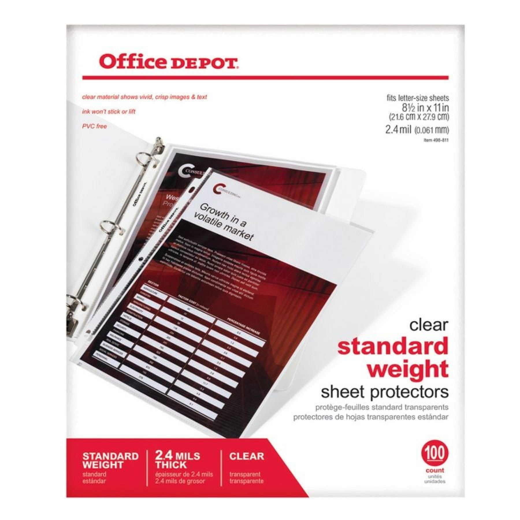 Office Depot Top-Loading Sheet Protectors - Clear Standard Weight, Box Of 100