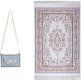 thumbnail image 2 of Muslim Prayer Rug Set with Beads and Bag, Elegant Ramadan Prayer Rug, 27.5x43.3 Inch Blue, 2 of 7