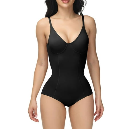 Homgro Women s High Waist Body Shaper Tummy Control Butt Lifting Firm Compression Cami Backless Bodysuit Shapewear Crotchless Waist Trainer Underwear Black 8-10
