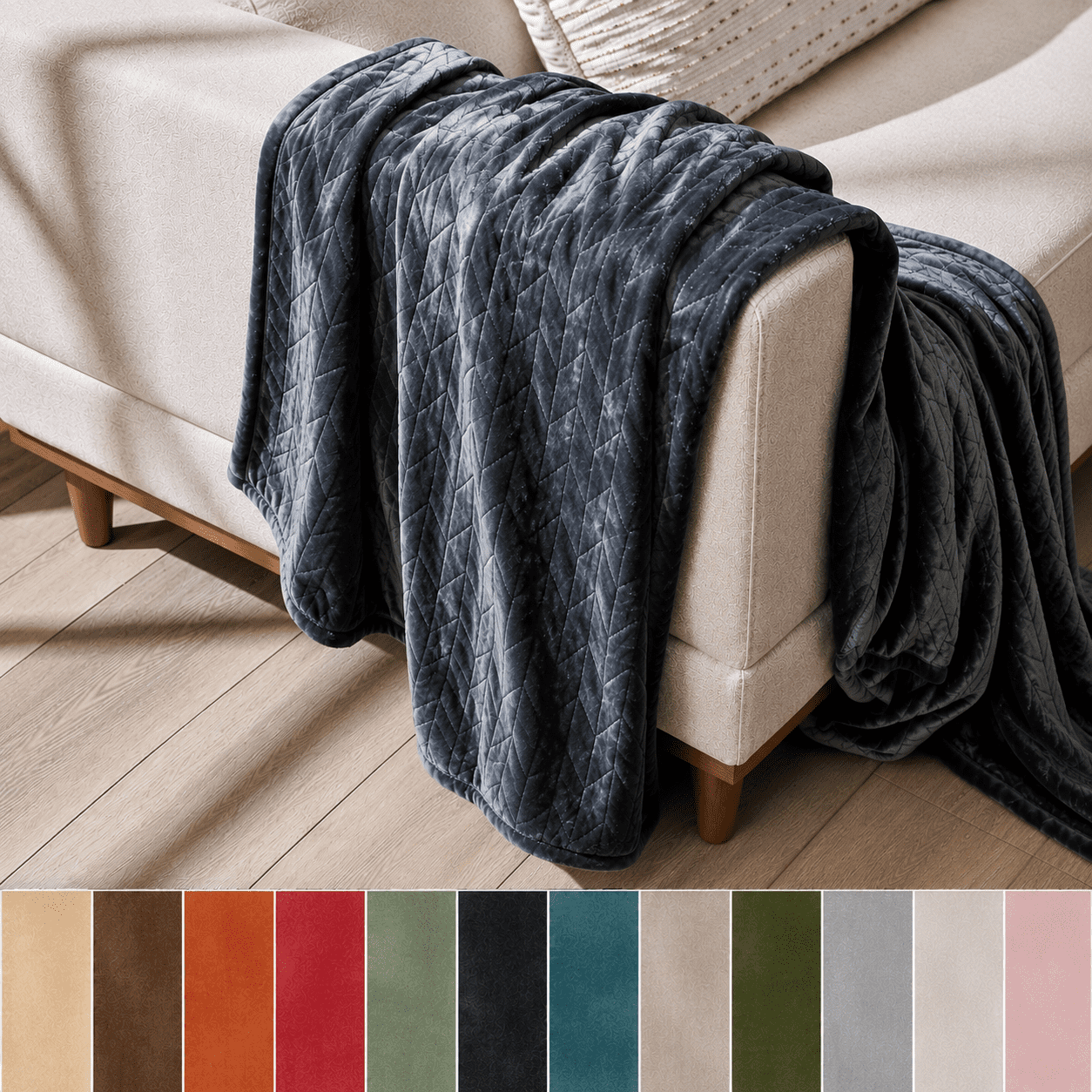Better Homes & Gardens Greystone Textured Velvet Oversized Throw Blanket, 50 in x 72 in