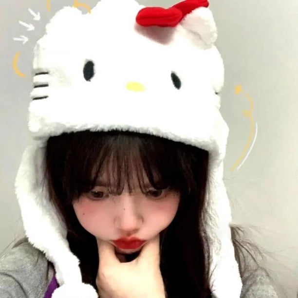 Sanrio-gorro de felpa badtz-maru Kawaii, gorro de Hello Kitty para pareja, gorro de estudiante, gorro de invierno de dibujos animados, cálido y cómodo para ciclismo LIUWENJING unisex